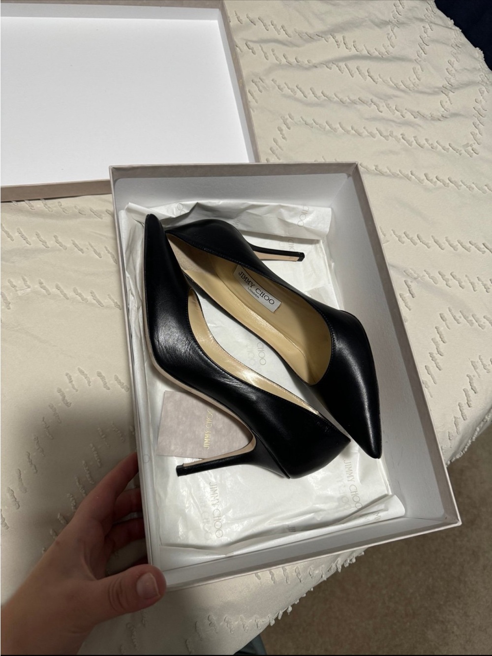 Jimmy Choo Black Leather Pointed Toe Stilettos